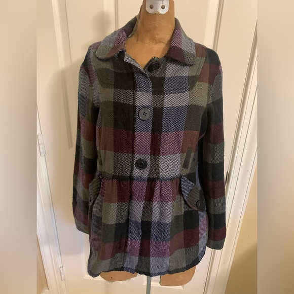 Vintage Volcom Purple Checkered Peacoat M - Picture 1 of 9